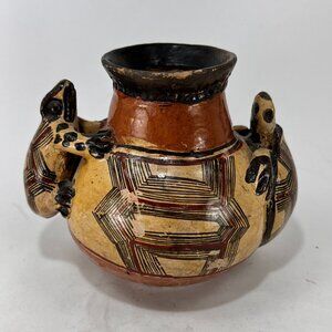 Vtg Ecuador Effigy Vessel Vase Kichwa Quichua Earthenware Amazon Primitive Art